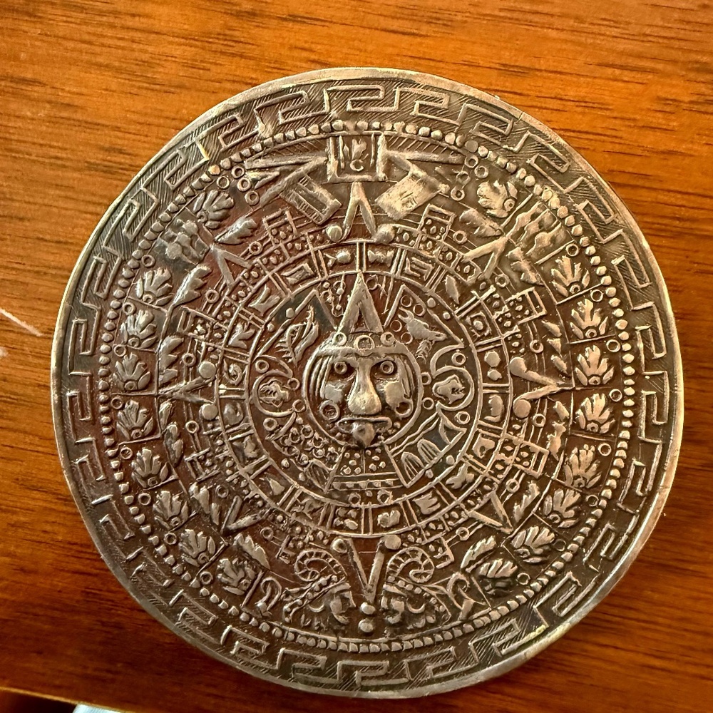 Vintage Large Aztec Calendar Pin/Pendant